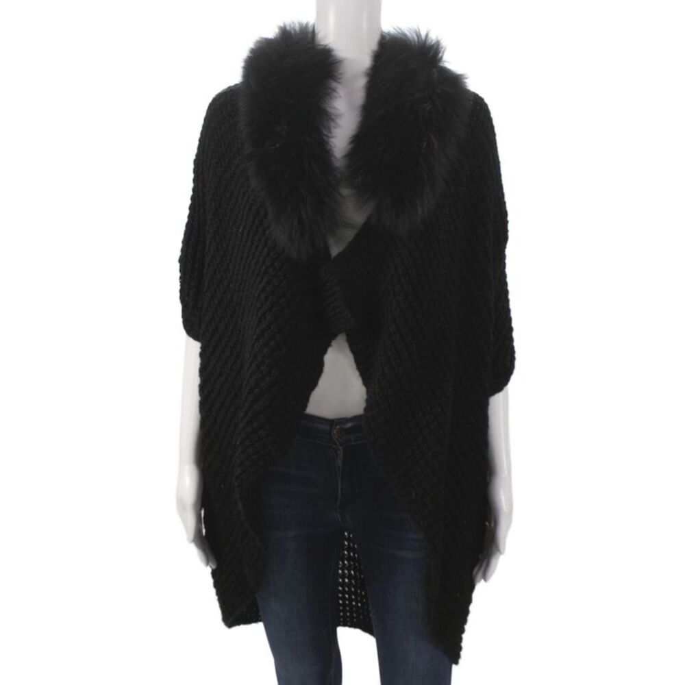 Linda Richards Unisex Black 100% Raccoon Fur Sweater Size M